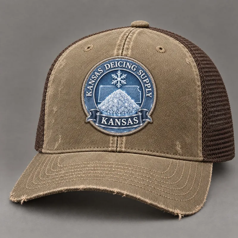Kansas Deicing Supply trucker hat with state badge