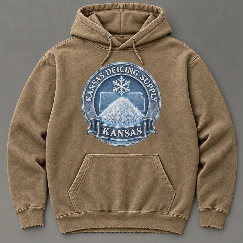 Kansas Deicing Supply hoodie with state badge